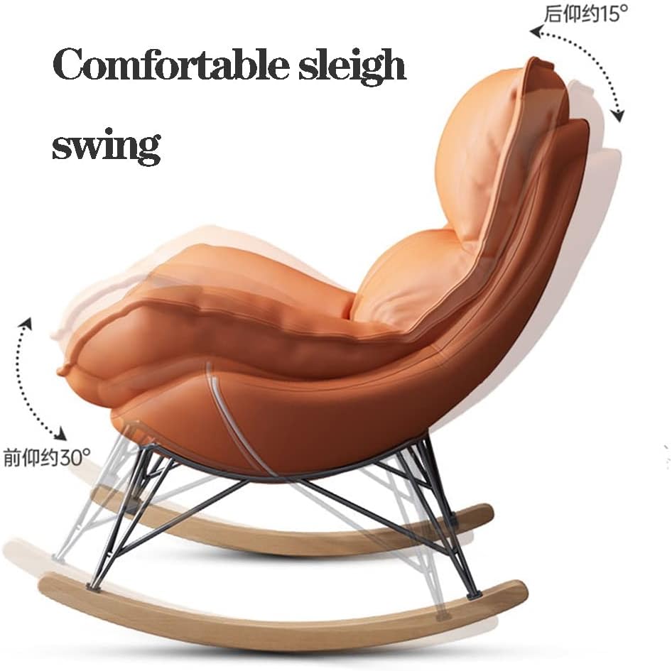 Rocking Nursery Modern Accent Chair Fabric Upholstered Glider Rocker Armchair with Ottoman for Living Room,Comfy Reading Chairs Lounge Chair Side Chairs for Bedroom Offices (Color : Gray) (Orange )