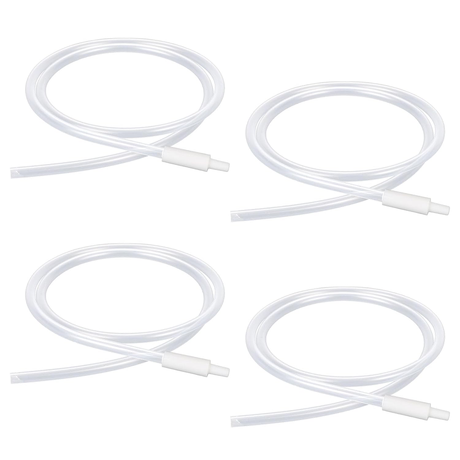 4pcs Replacement Breast Pump Tubing for Elvie Stride, Silicone Hose with Tube Connectors Connect Motor to Breast Shields Easy Cleaning Pump Parts Accessories (Clear)