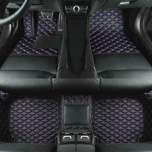 LUZiUNlnk Car Mats，Car Floor Mats Fit 99% Custom，Ideal Floor Mats for Most Sedan，SUV，Sports Car，Luxury Car Mats Full Set，Floor Mats for Cars All Weather. (Black Purple)