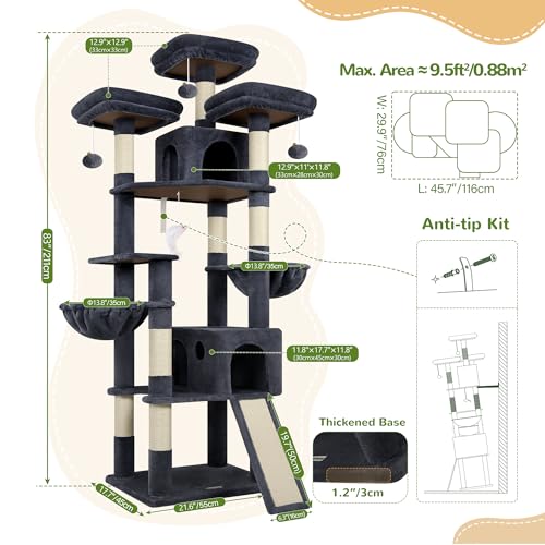Globlazer Torre para Gatos 83'' Multi-Niveles Gris Oscuro miniatura 5