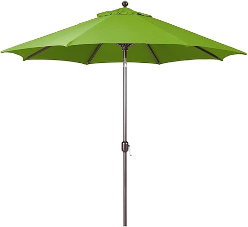 Galtech Paraguas octágono de 7.5 pies (modelo 727) Deluxe con inclinación automática con marco de bronce antiguo y tela Sunbrella Gingko (incluye