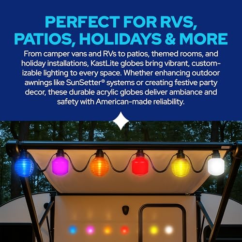 Image of KASTLITE 6 inch Globe Light Bulb Cover with 3.25 inch Threaded Screw-in Neck - Acrylic Plastic Replacement for Ceiling Lamp Shades, Outdoor Mood Lighting Fixtures & Camper Awning Lights - White, Candy Jar