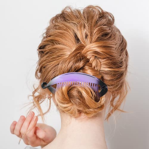 Molain 4 Pcs Fishtail Banana Hair Clips, Gradient Colours French Banana Clip Hair Combs For Women Girls, Retro Plastic Fishtail Clip Comb Grips Clamp #TOP6