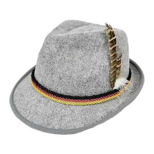 Sombreros de Oktoberfest para hombre, sombrero alpino alemán bávaro, festival de cerveza, fiesta, plumas, retro, jazz, sombreros de vaca