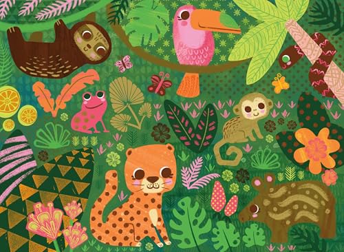 Ceaco - Rompecabezas de 100 piezas de animales de la jungla para niños de 6 a 8 años | Arte de Kim Fleming, Hecho en EE. UU., Tablero reciclado, Tamaño terminado 11 x 15 pulgadas miniatura 1