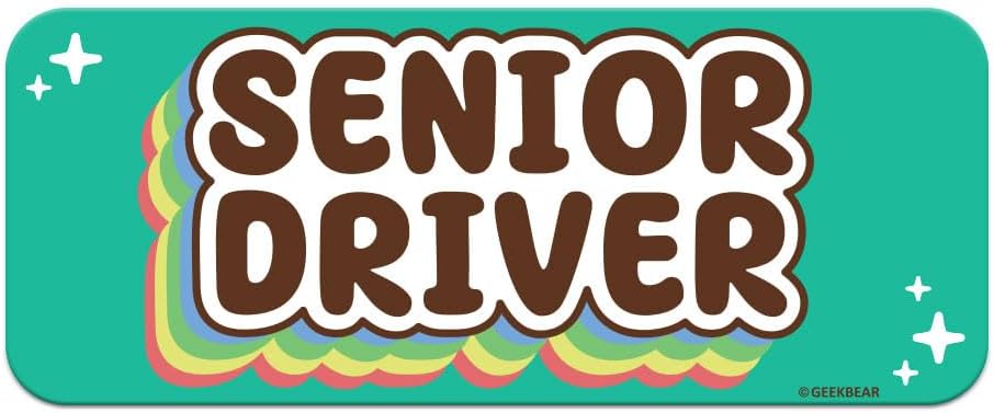 GEEKBEAR[Signature] Senior Driver Car Magnet - Rainbow Line - Rectangular 8.7 x 3.5 in (1, Mint)