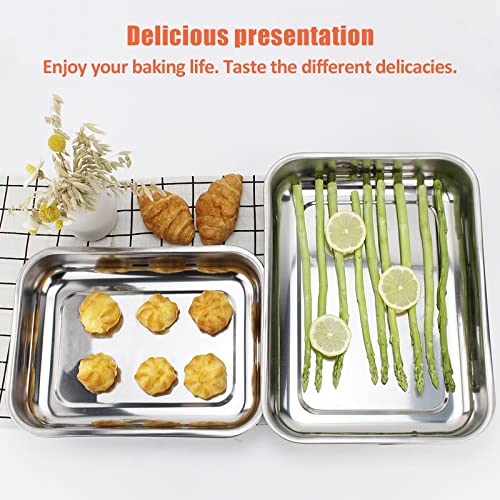ROSSETTO Set de 4 Tailles Plat à four Inox Rectangulaire avec Poignées Plat de cuisson en Acier Inoxydable Bac de Cuisson en INOX Plat à Lasagne – vue 6
