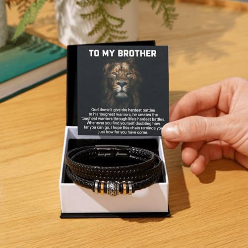 Image of To My Brother Bracelet, Bracelet for Brother from Sister, Gifts from Mom and Dad, Birthday Gift with Message Card and Box