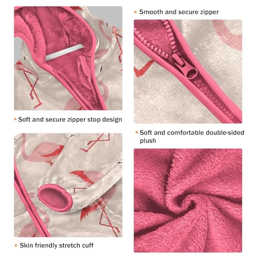 OTVEE Cute Pink Flamingos Birds Kids Hoodie Jacket Fall Spring Full Zip Warm Outwear Coat3