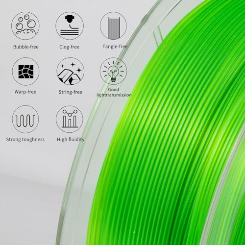 Image of Clear 3D Printer Filament 1.75mm, High Speed PETG Filament for 50-600mm /s, High Light Transmittance Clear PETG Filament, Fluorescent Green Transparent PETG Filament 1kg(2.2lbs) Spool