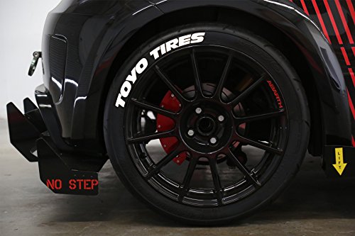Tire Stickers Toyo Tires Tire Lettering Add-On Car Accessory - Diy Kit With Glue & 2Oz Touch-Up Cleaner / 17-18 Inch Wheels / 1.25 Inches/White / 4 Pack #TOP4