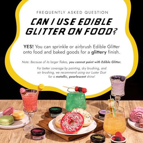 Image of MONEGASQUE Canary Yellow Edible Glitter for Drinks & Cakes, 10g | Shimmer Powder, for Cupcakes, Chocolate & Strawberries, Cocktail Garnish, Vegan, Gluten-Free, for Bakers & Mixologists