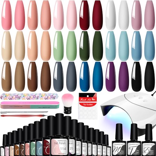 VANREESA Kit Semipermanente Unghie, 18 Coloris Kit Smalto Semipermanente Unghie con U V Lampada Set Smalto Semipermanente Unghie Regali per Donne