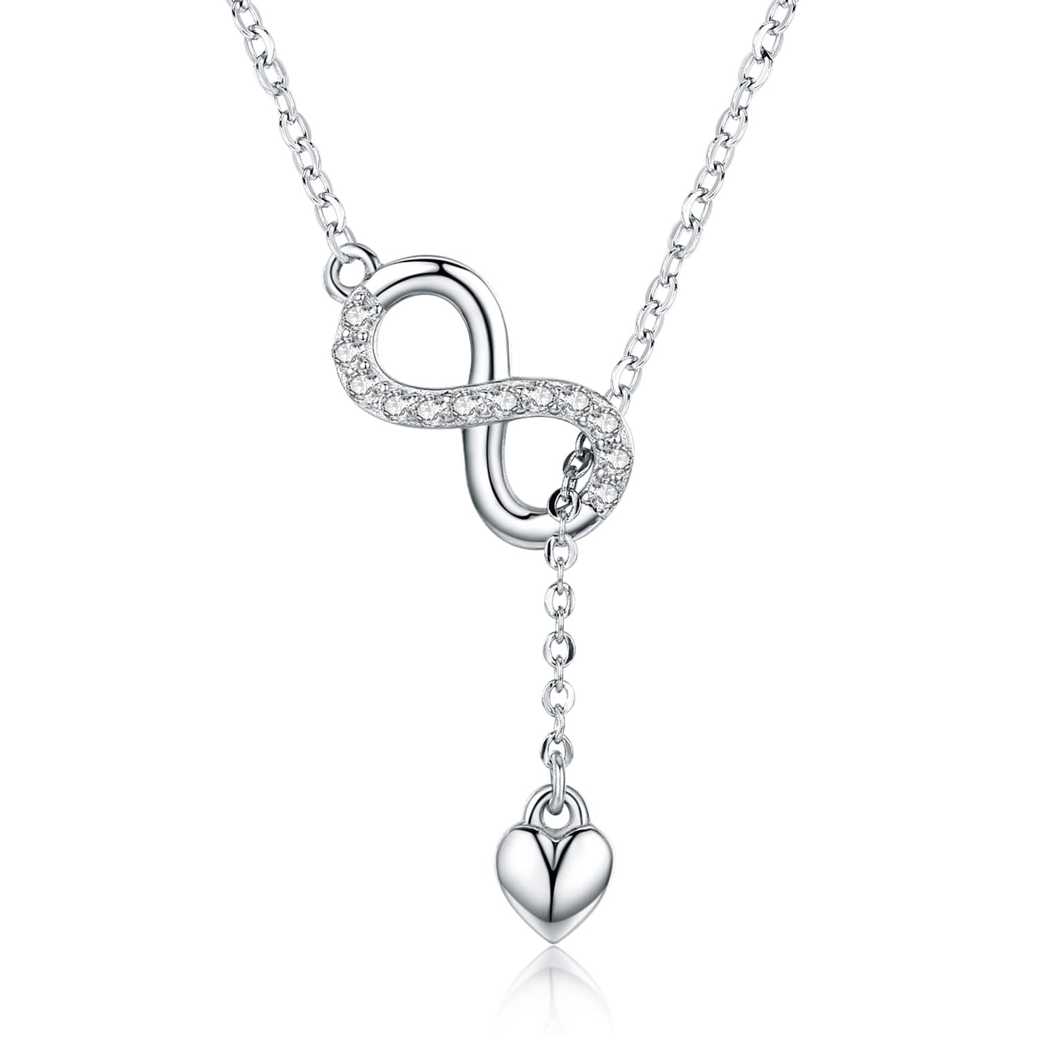 Collar infinito de plata de ley para mujer: colgante fino de joyería, accesorios de moda y regalos 8
