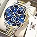 OLEVS Blue Watches for Men Watch Mens Gold and Silver Stainless Steel Watches for Men Big Face Luxury Watch Quartz Reloj para Hombre