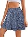 Womens Skorts Dressy Casual Summer Outfits High Waist Floral Skirts Fashion Clothing Floral Dark Blue M