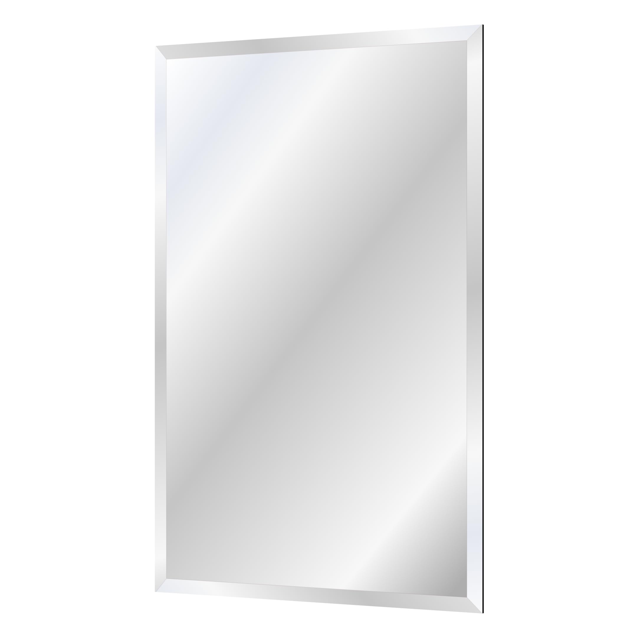Rectangle Bevelled Frameless Mirror - Wall Mirror 24” x 36”, Shatterproof Modern Bathroom Mirror for Gym, Bathroom Vanity, Entryways with Bevelled Edge, Horizontally or Vertically