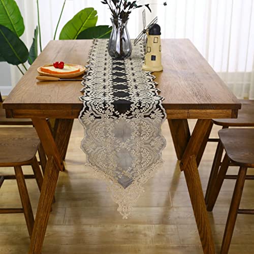 Chemin de table moderne vintage fleurs en polyester lavable et durable - 2