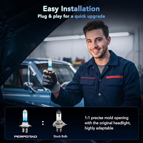 Image of H7 Halogen Headlight Bulbs, 12V 55W, 3800K Warm White, Road Legal, OEM-Grade High Performance, Upgraded Brightness, High /Low Beam Light Bulb Replacement, Long Life, Plug and Play, 2 Pack