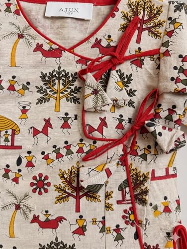 Image of A.T.U.N. (ALL THINGS UBER NICE) Baby Boys Warli Print Dhoti Kurta Set | 100% Cotton Ethnic Wear Set with Soft Comfortable Fit | Traditional Festive Outfit for Infants