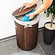 Relaxdays Wäschekorb Bambus, faltbare Wäschetonne mit Deckel, Volumen 70 l, Wäschesack Baumwolle, rund Ø 41 cm, braun