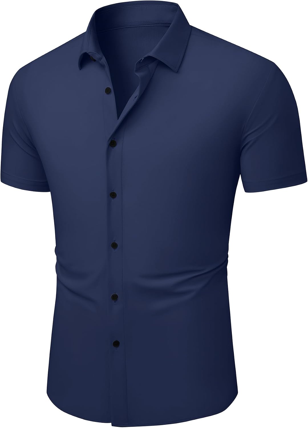 JMIERR Men's Muscle Fit High Stretch Wrinkle-Free Button Down Dress Shirts Summer Casual Short Sleeve Shirt image 3