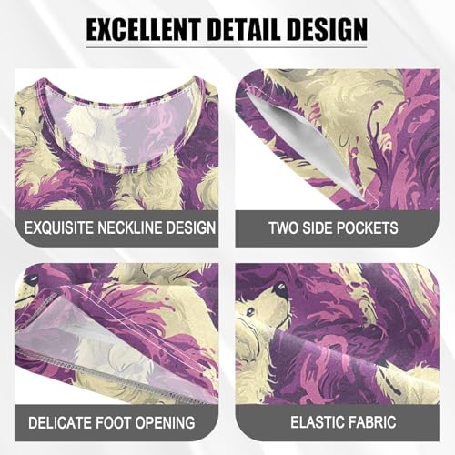 ALAZA White Funny Puppy Dog Pajamas Set Short Sleeve Cotton Sleepwear Summer Pjs 2 Piece 5-14Y4