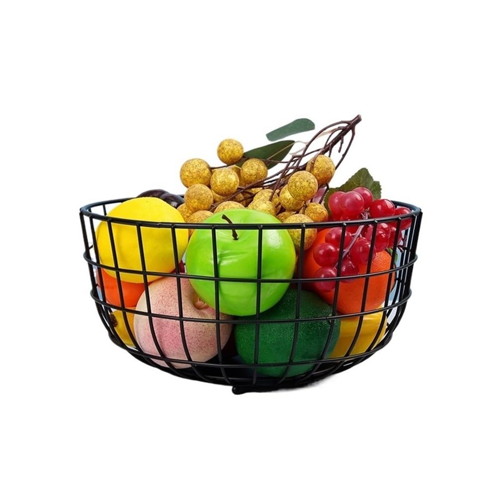HLHLOP777 Fruit Bowl Metal Fruit Basket Chrome Finish Wire Bowl Table Fruit Basket(Black)