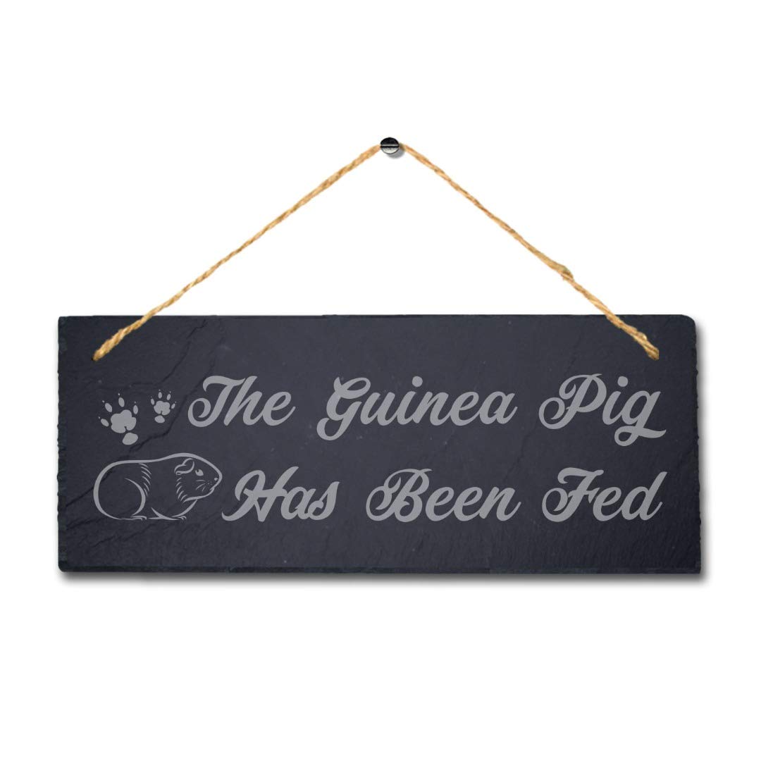 Stukk The Guinea Fed Hanging Pig Cot Pigsties Sign, Natural Engraved Slate Stone Plaque, 30x12cm - Image 3
