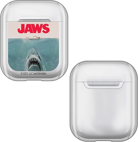 Head Case Designs Póster con licencia oficial de Jaws, diseño de arte clave, cubierta de cristal duro transparente compatible con Apple AirPods 1 1