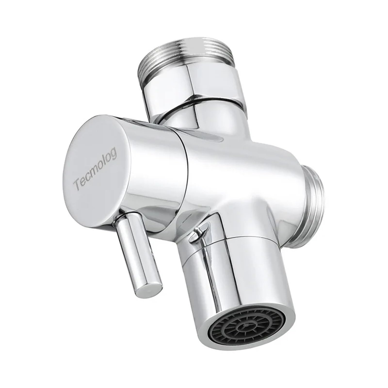Adaptador Grifo Ducha Válvula desviadora de grifo latón, divisor fregadero cocina con aireador, conector manguera M22 a M24(Nickel)