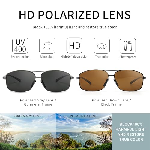 Image of SUNGAIT UV protection Ultra Lightweight Rectangular Polarized Sunglasses