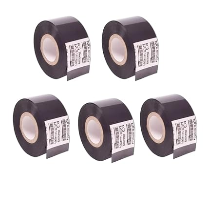 True-Ally 5 Rolls Hot Stamp Ribbon Thermal Transfer Ribbon 30mm x 100m for Date Coder Hot Stamp Printer 241 241B 241S TJ-08 DY-8 DY-6 (Black)