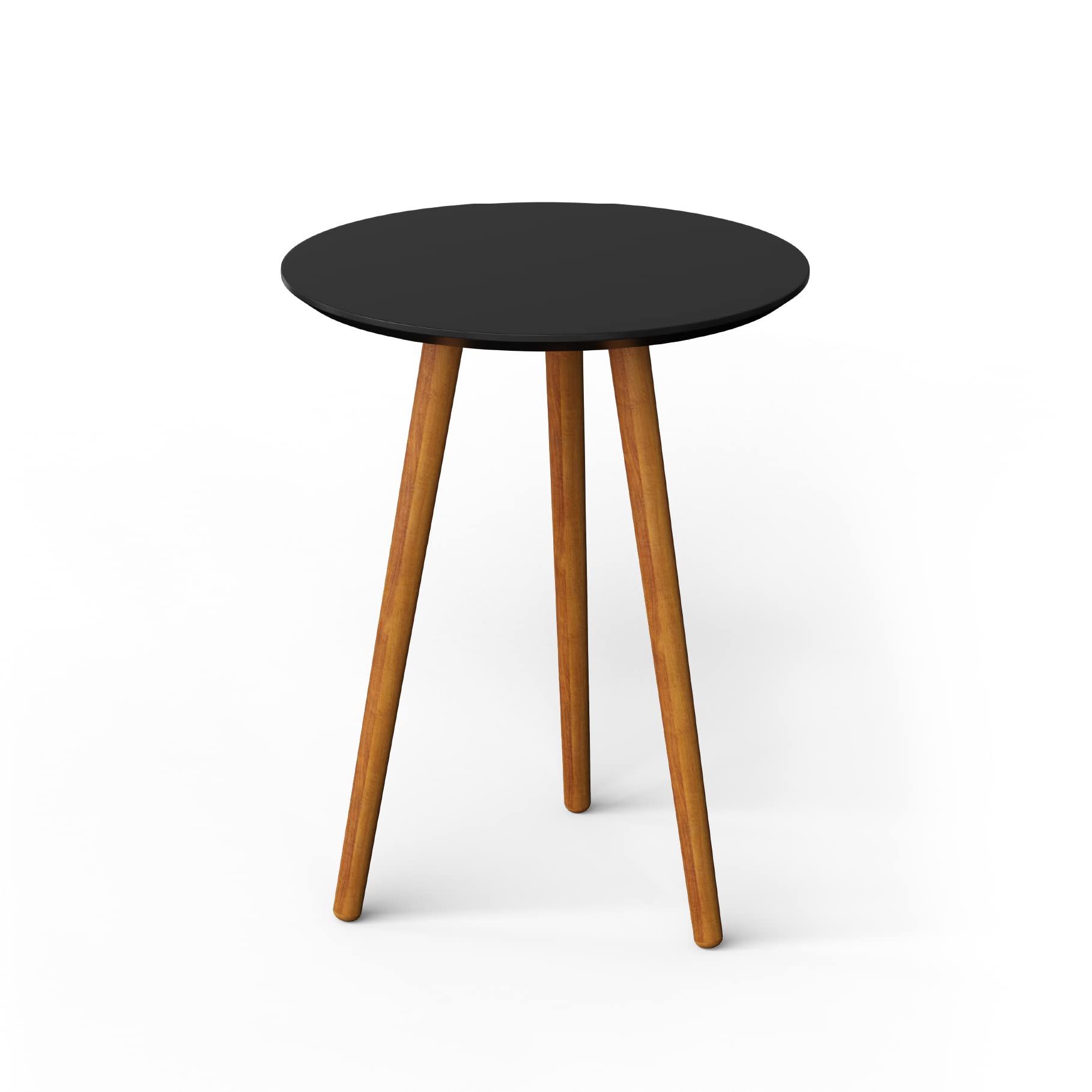 meistarRound Side Coffee Table with Natural Wood Legs - Perfect for Living Room, Bedroom, or Small Spaces (1, Dark Brown, Large)