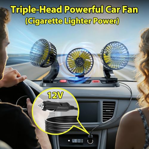 Portable 3-Head Car Cooling Fan