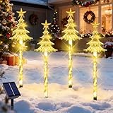 YeahBoom 4 Stück Solar Weihnachtsbeleuchtung Außen,Weihnachtsbaum Solarlampen Weihnachtsdeko,Wasserdicht Solarleuchten Weihnachten,Weihnachtsdeko Outdoor für Garten,Bäume,Terrasse