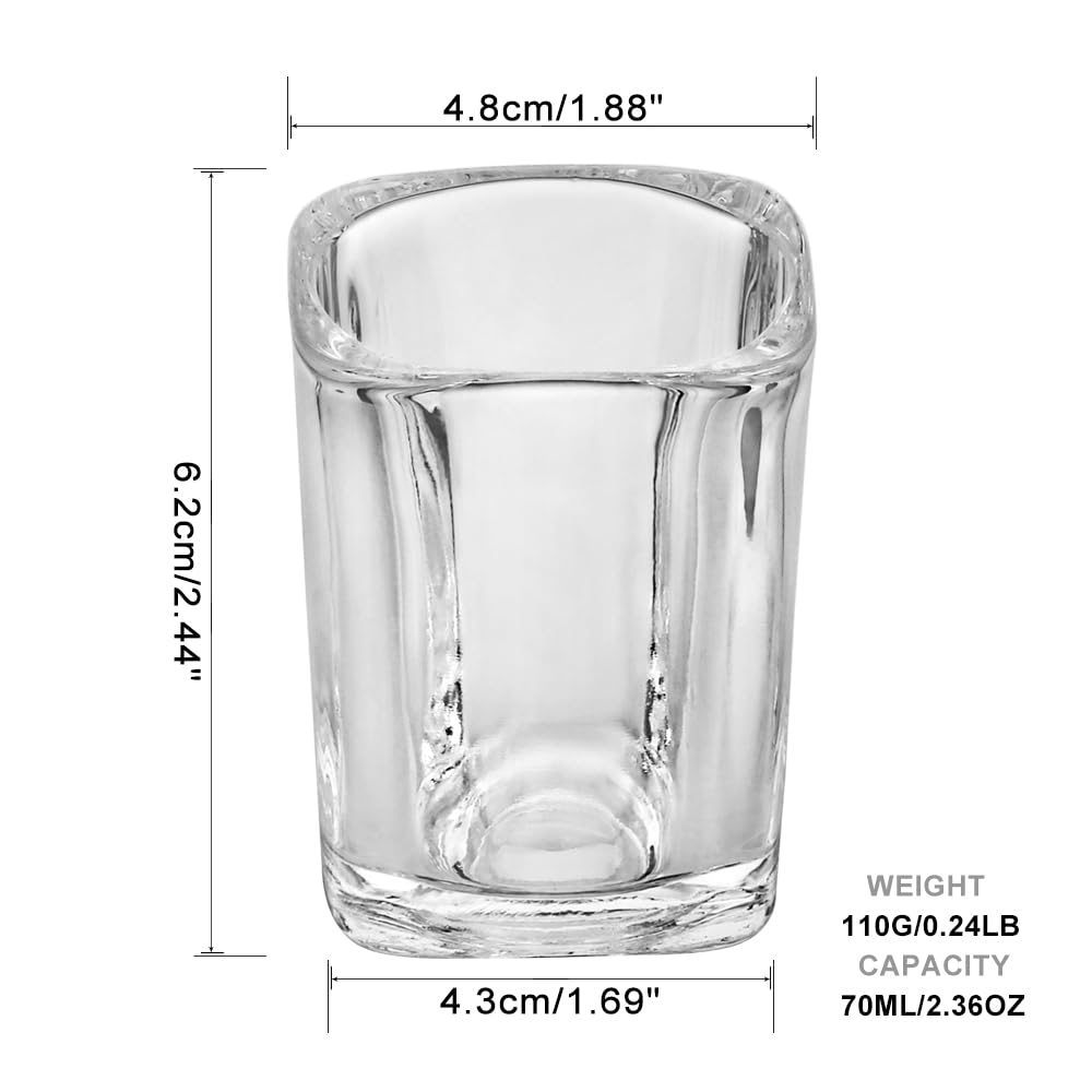 BTGLLAS Shot Glasses 2.3 oz, Set of 6 - Cute Square Tequila Glasses, Perfect for Whiskey, Tequila, Liqueurs, Party & Collection, Espressos, Spirits & Liquors (6, Clear square)