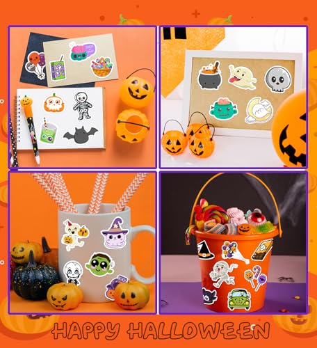 Hshfamiiy HST001 100 Pcs Halloween Stickers - Halloween Party Favors - Non Repeating Vinyl Waterproof Halloween Stickers - Kids Halloween Games Treats Classroom Crafts Gifts Party Supplies thumb #3