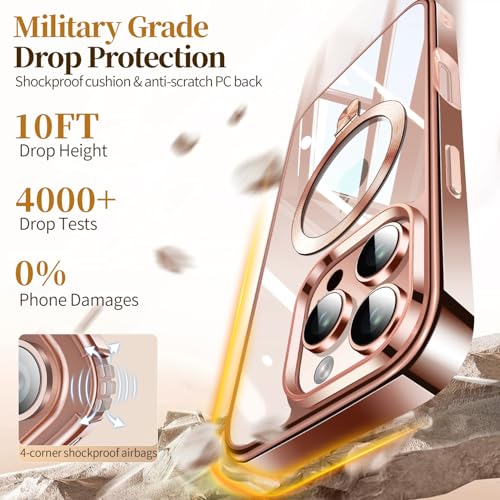 Image of ESTPEAK Desert Titanium CD Mag-Stand Case for iPhone 16 Pro Max Case with Invisible Magnetic Ring, [Fit for MagSafe] [Never Yellowing] Top Clear Phone Case Cover for iPhone 16 ProMax 6.9 inch