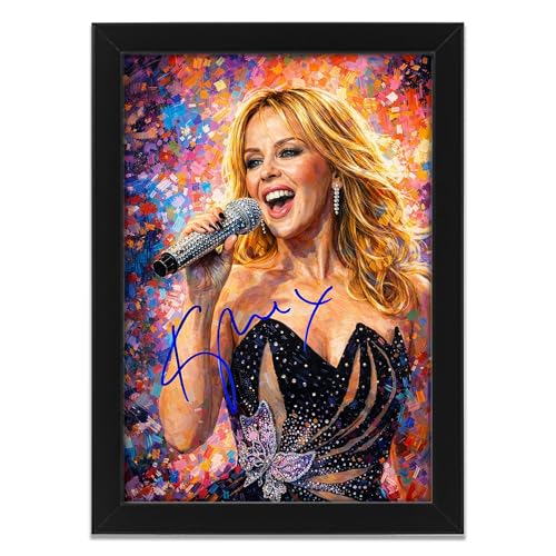 Kylie Minogue Art Styled Signed Poster Print - Limited Edition Autograph Fan Gift, Collectible Memorabilia Wall Art Merchandise (A4 Framed)