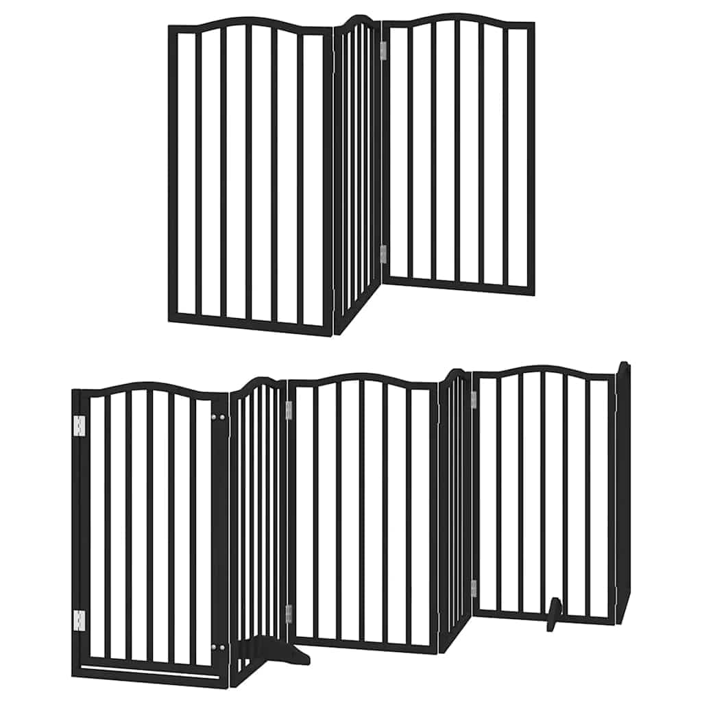 vidaXL Puerta de Perros Plegable 12 Paneles Madera álamo Negra 600 cm, Puerta para Mascotas, Puerta de Seguridad para Perros, Puerta para Perros de Seguridad