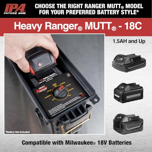 Image of Innovative Products of America Heavy Ranger MUTT Portable Trailer Light Tester for 7-Way Round Pin (SAE J560) Commercial Tractor Trailers (Compatible with Milwaukee 18V Batteries)