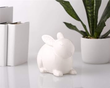 Pearhead Ceramic Bunny Coin Bank, Gender Neutral Nursery Décor, Toddler Gift For Boys and Girls, Savings Toy Bank for Kids, Modern Piggy Bank, White