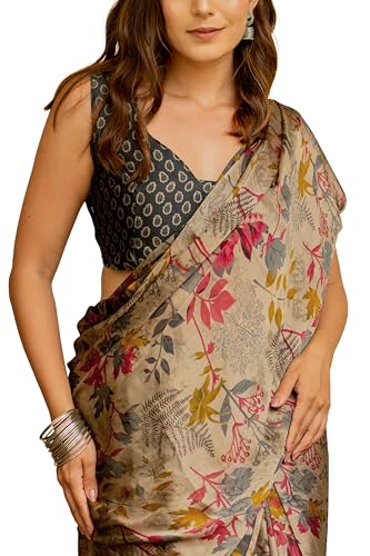Image of MIRCHI FASHION Saree for Woman Chiffon Floral Printed | Breathable Lightweight Summer Sari for Office and Home Use with Blouse Piece (Available in 20 Colors)