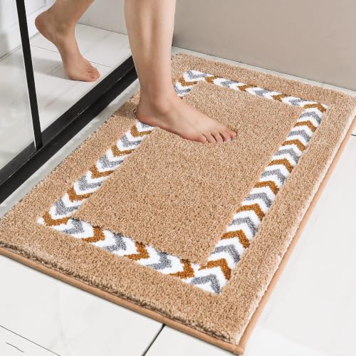 Image of Roseate Race Track Super Soft Anti Skid (40x60 cm) Super Absorbent Mats Microfibre 2000 GSM Mat for Bathroom /Bedroom /Kitchen /Door Mat /Floor Mat (Beige) Pack of 1