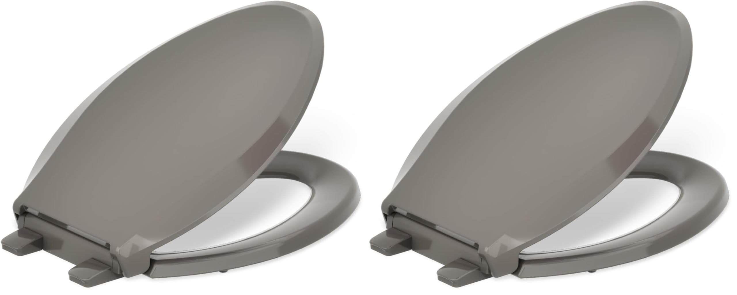 KOHLER 4636-RL-K4 Cachet ReadyLatch Elongated Toilet Seat Slow Close, Soft Close Toilet Seat Quiet Lid, Contoured Grip-Tight Bumpers Installation Hardware, Apartment Essentials, Cashmere (Pack of 2)