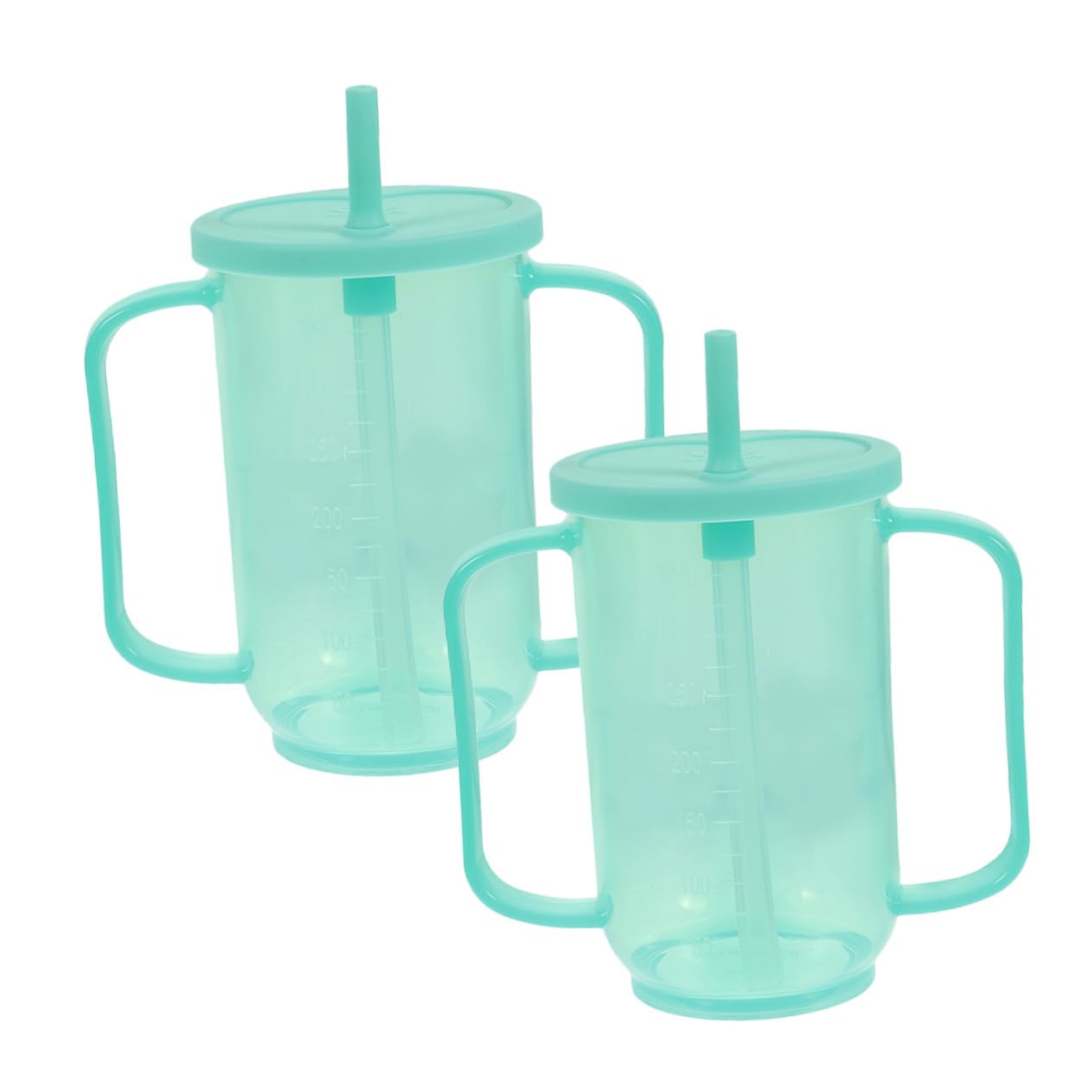 LABRIMP 2 Stück Auslaufsichere Senioren Trinkbecher mit Ergonomischen Griffen Schnabeltasse mit Deckel und Strohhalm Bruchsicherer Pflegebecher für Erwachsene für Bettlägerige und