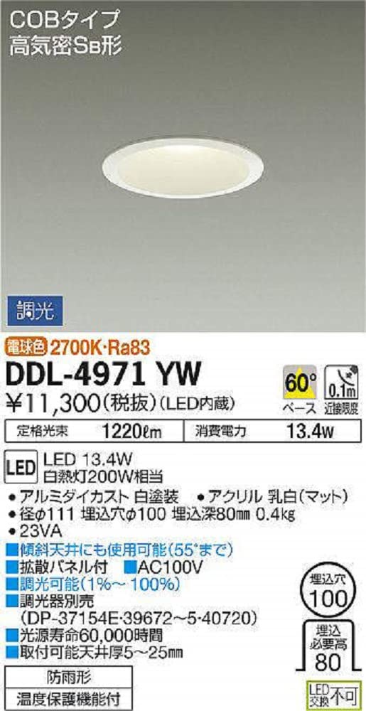 Amazon.co.jp: 大光電機(DAIKO) LEDダウンライト(軒下兼用) (LED内蔵