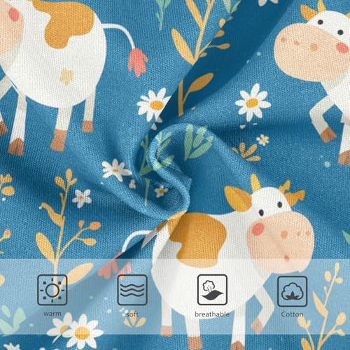 Wusikd Cute Cartoon Cow Girls' Underwear Cotton Yellow Flower Girls Briefs Soft Toddler Underwear 2T3