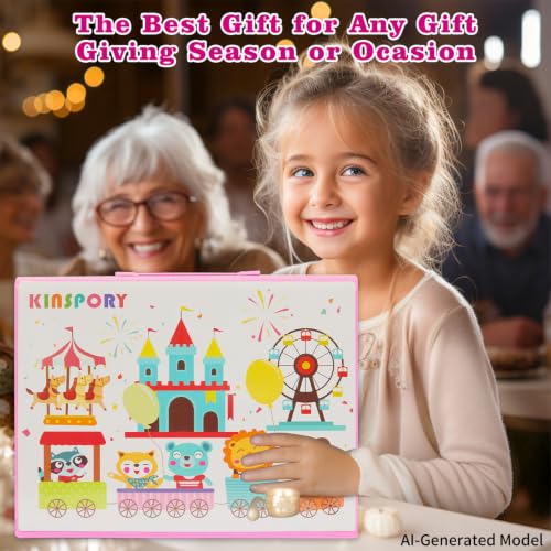 Image of KINSPORY Art Set for Kids, 290 Pack Double-Side Easel Drawing Kits (Pink) | Creative Gift, art & crafts supplies, Coloring, oil pastel, crayon, colored pencil, watercolour pen, Beginner Artist Girl Boy